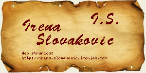 Irena Slovaković vizit kartica
